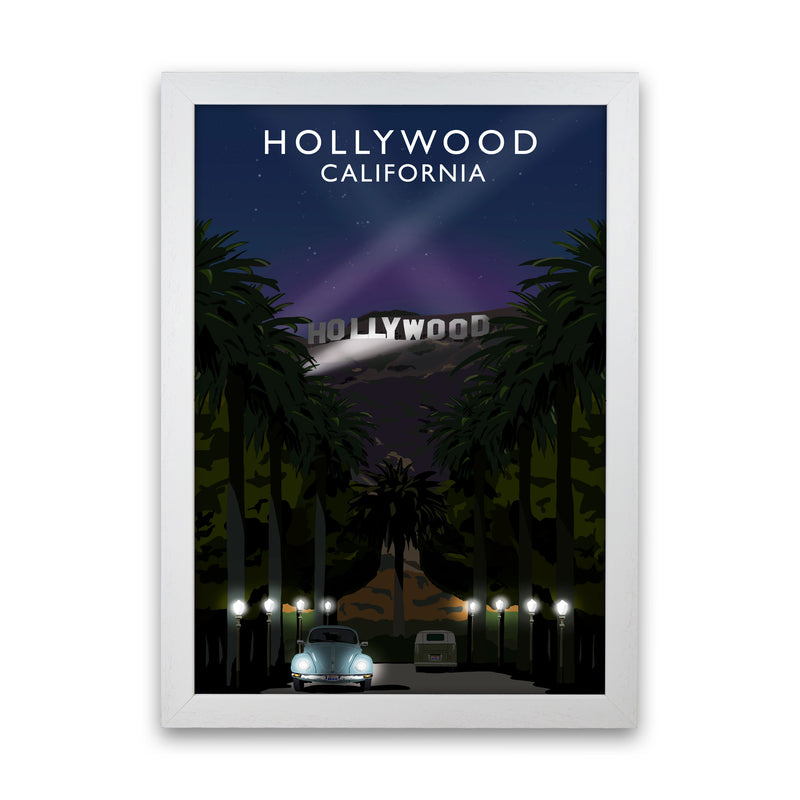 Hollywood California Travel Art Print by Richard O'Neill, Framed Wall Art White Grain
