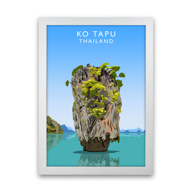 Ko Tapu Thailand Travel Art Print by Richard O'Neill, Framed Wall Art White Grain