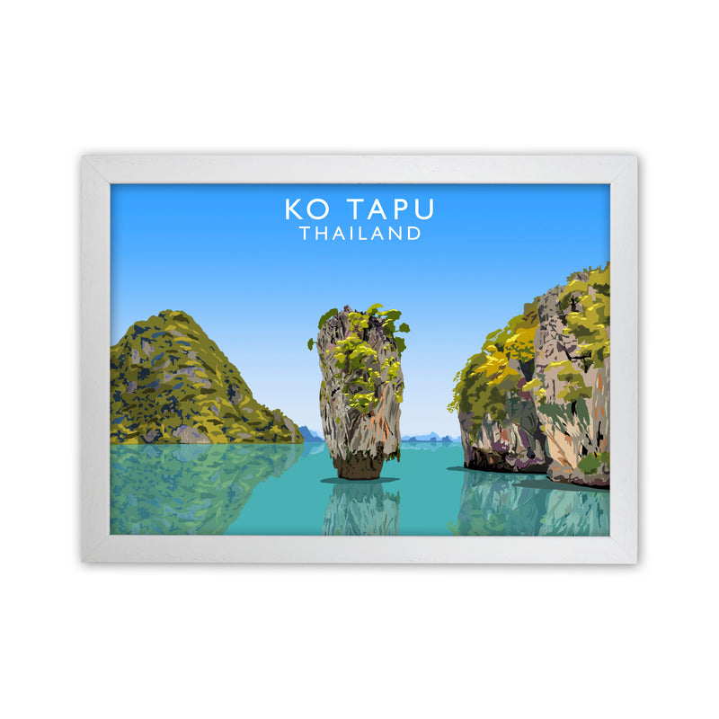 Ko Tapu Thailand Travel Art Print by Richard O'Neill, Framed Wall Art White Grain
