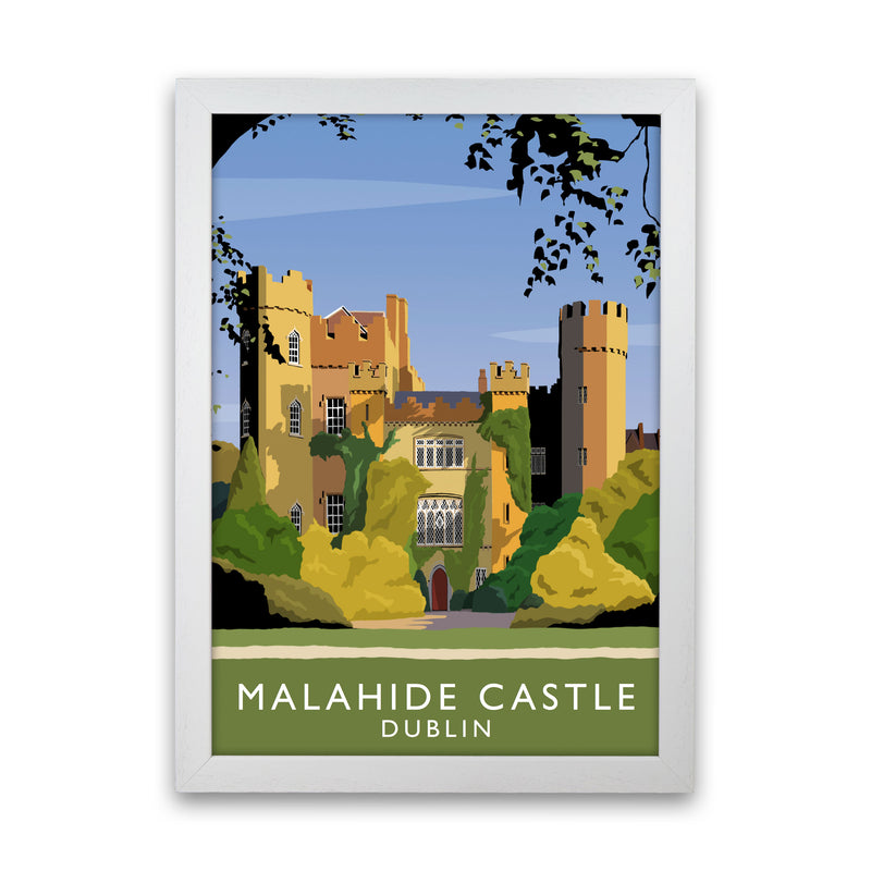 Malahide Castle Dublin Travel Art Print by Richard O'Neill, Framed Wall Art White Grain