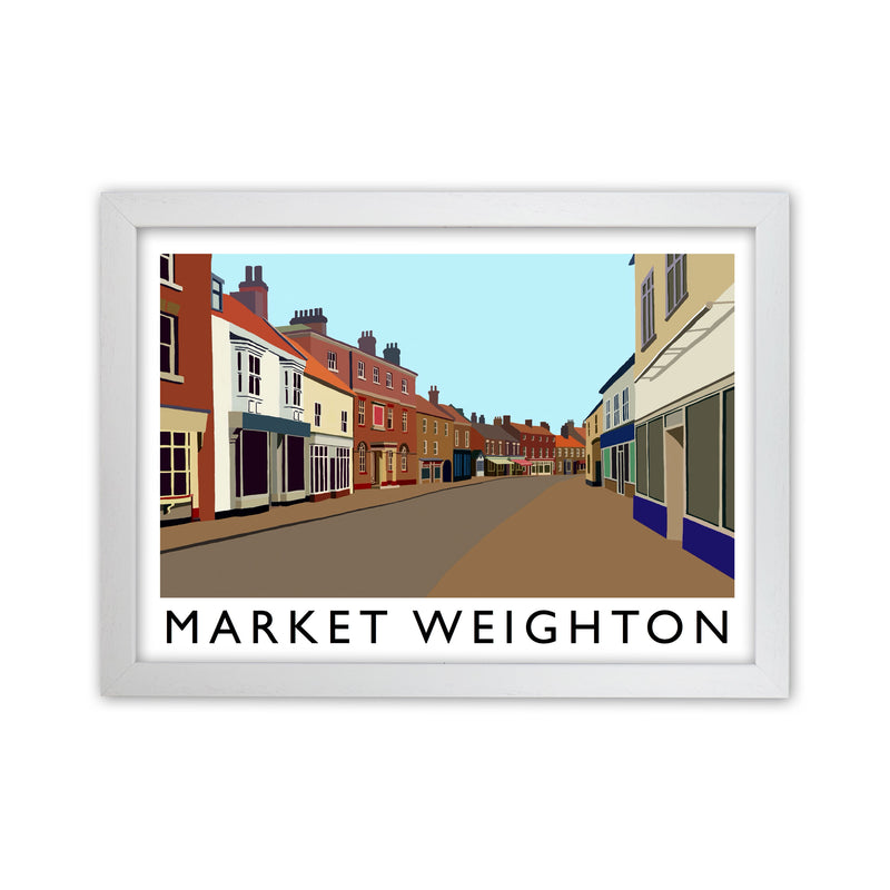 Market Weighton Travel Art Print by Richard O'Neill, Framed Wall Art White Grain