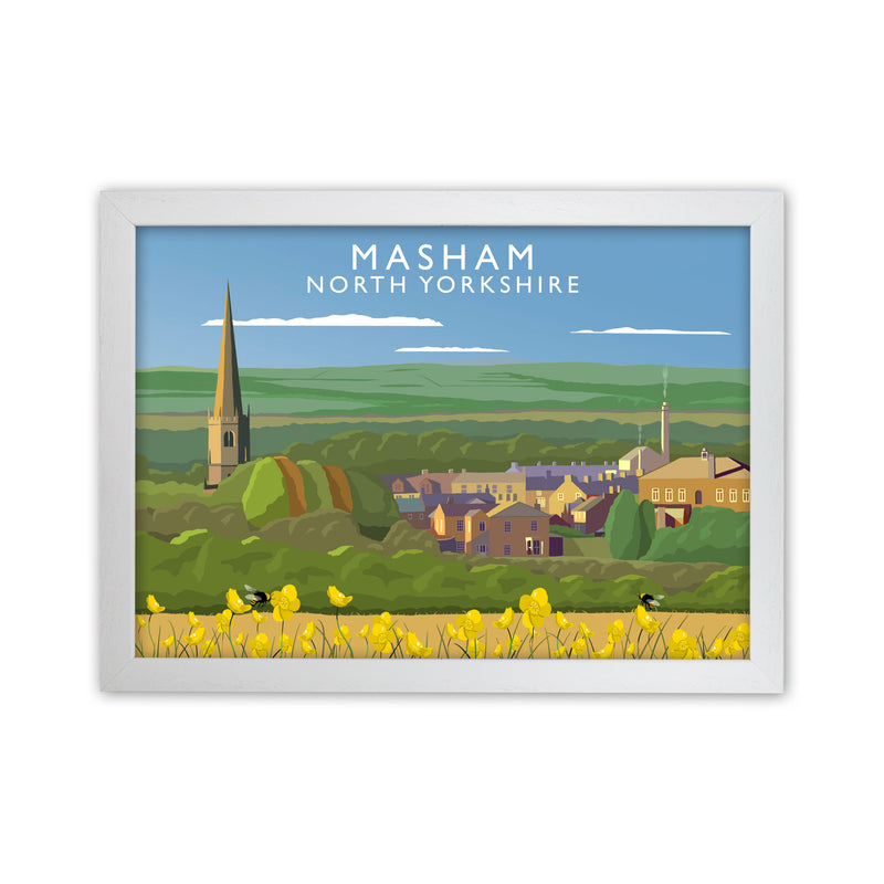 Masham North Yorkshire Travel Art Print by Richard O'Neill, Framed Wall Art White Grain