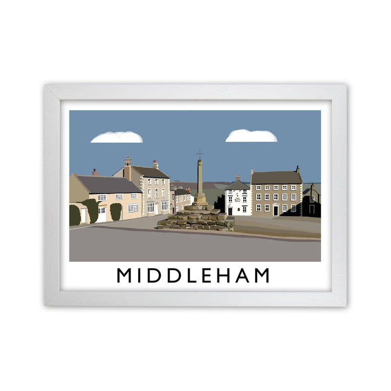 Middleham Travel Art Print by Richard O'Neill, Framed Wall Art White Grain