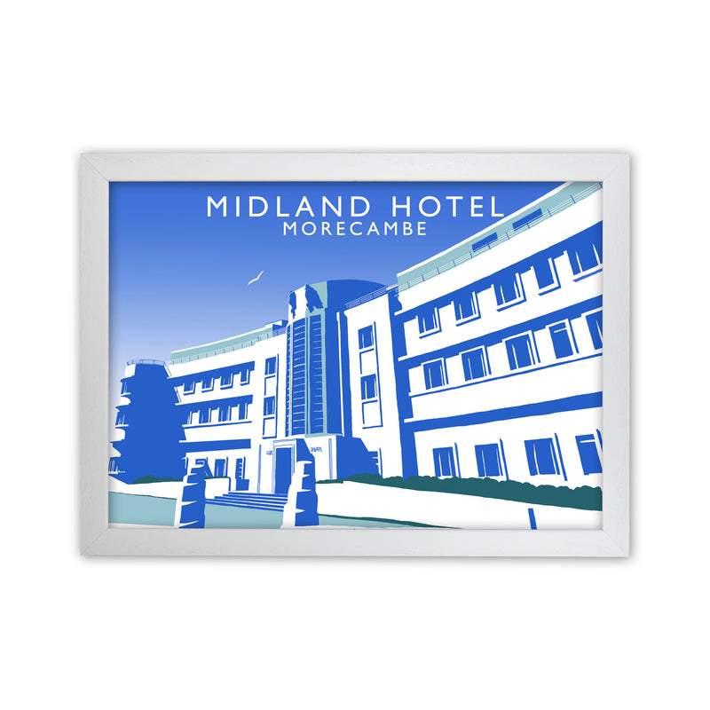 Midland Hotel Morecambe Travel Art Print by Richard O'Neill, Framed Wall Art White Grain