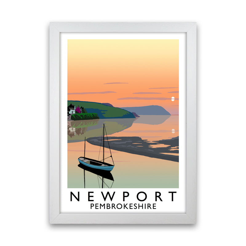 Newport Pembrokeshire Travel Art Print by Richard O'Neill, Framed Wall Art White Grain