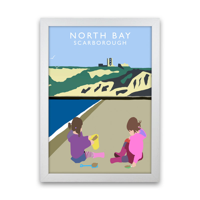 North Bay Scarborough Travel Art Print by Richard O'Neill, Framed Wall Art White Grain