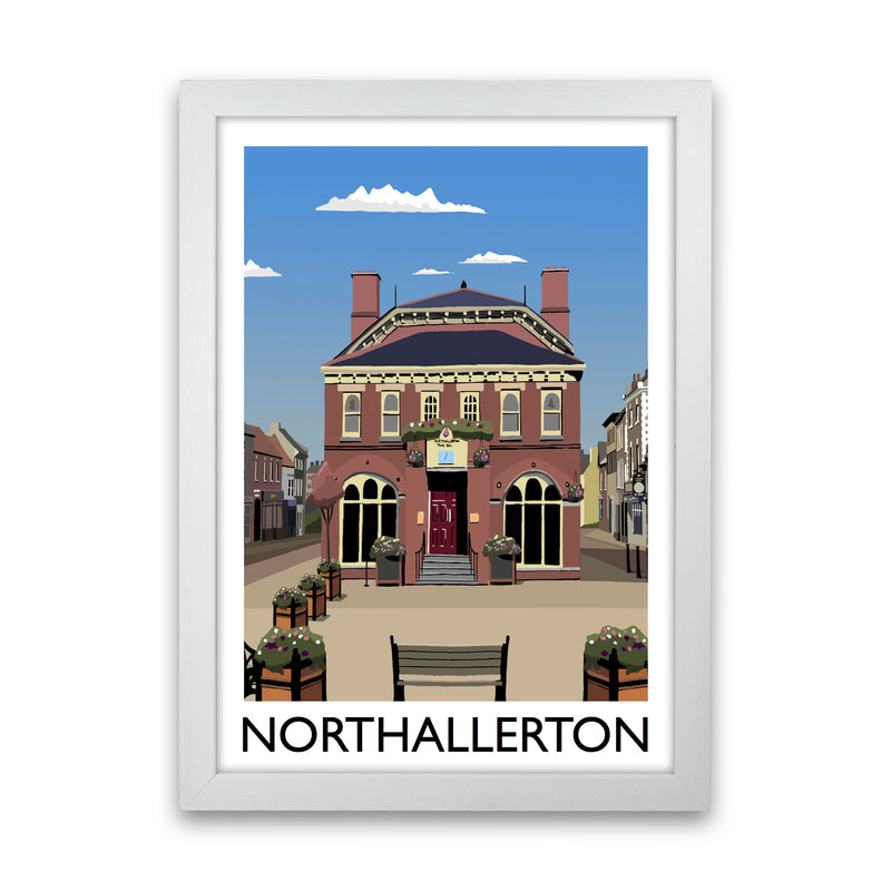 Northallerton Travel Art Print by Richard O'Neill, Framed Wall Art White Grain
