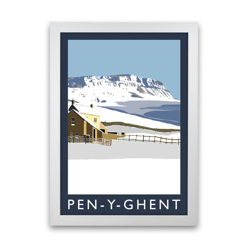 Pen-Y-Ghent Travel Art Print by Richard O'Neill, Framed Wall Art White Grain