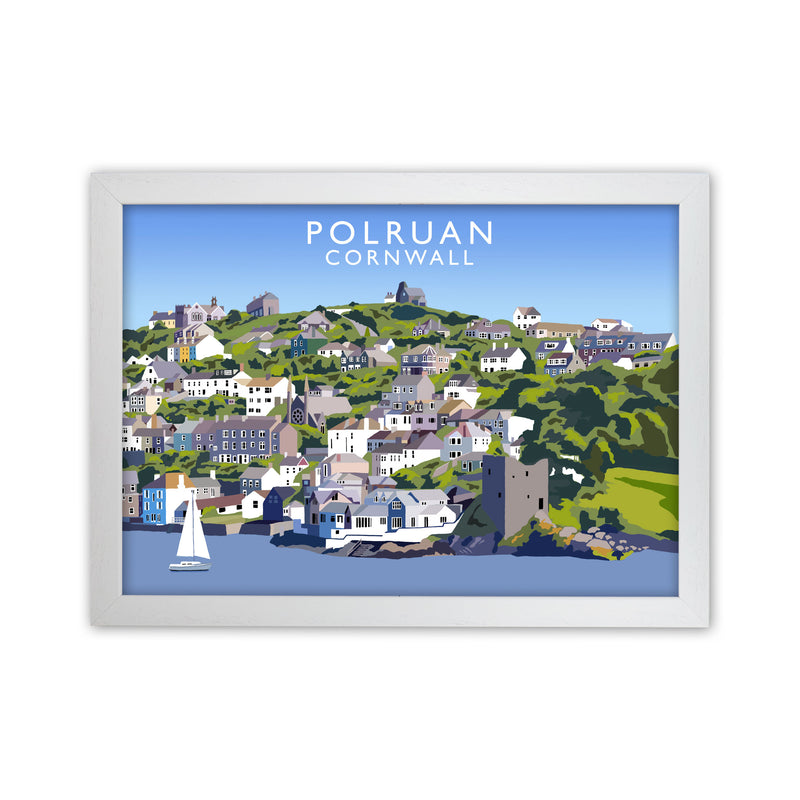 Polruan Cornwall Art Print by Richard O'Neill, Framed Wall Art White Grain