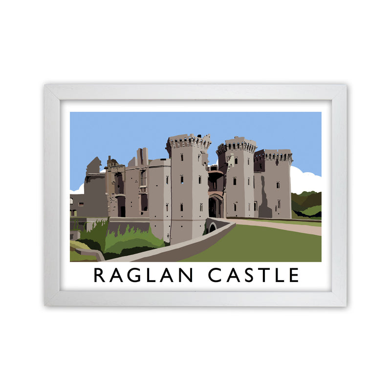 Raglan Castle Travel Art Print by Richard O'Neill, Framed Wall Art White Grain