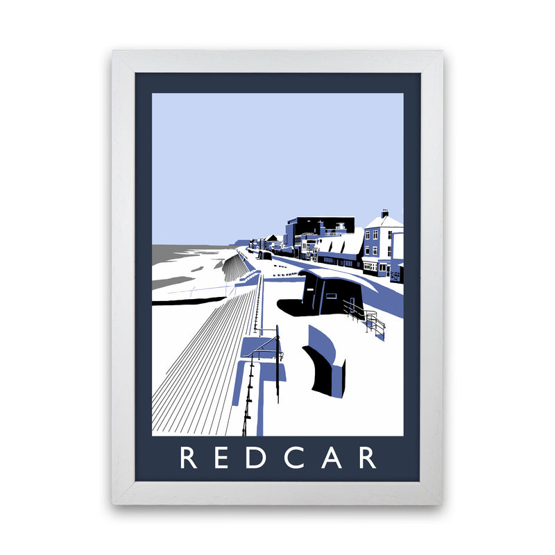 Redcar Travel Art Print by Richard O'Neill, Framed Wall Art White Grain