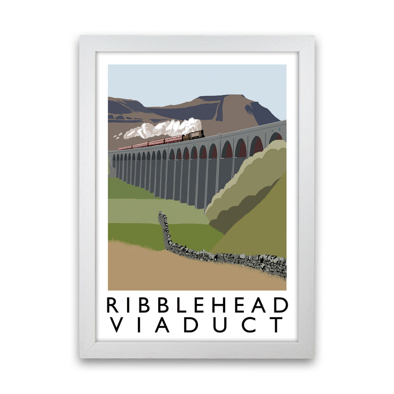 Ribblehead Viaduct Travel Art Print by Richard O'Neill, Framed Wall Art White Grain
