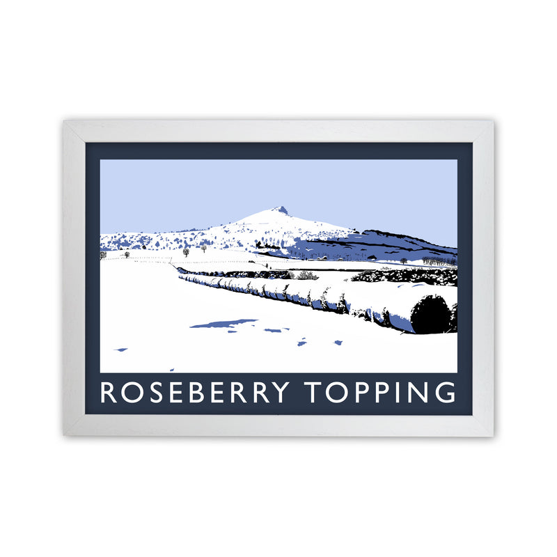 Roseberry Topping Travel Art Print by Richard O'Neill, Framed Wall Art White Grain