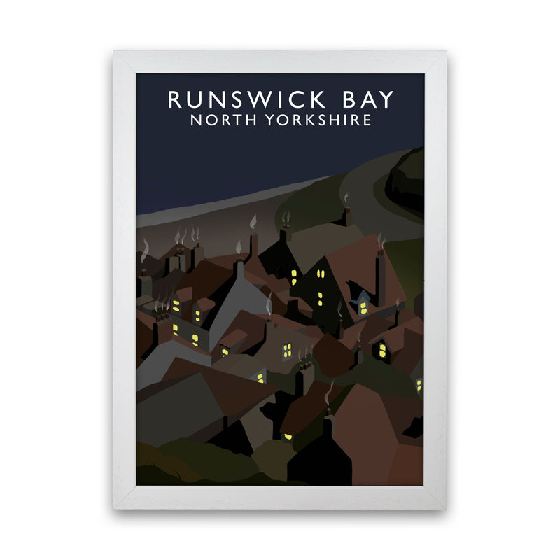 Runswick Bay North Yorkshrie Travel Art Print by Richard O'Neill White Grain