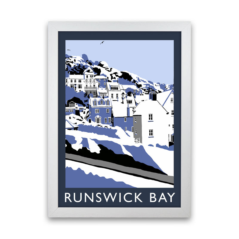 Runswick Bay Digital Art Print by Richard O'Neill, Framed Wall Art White Grain
