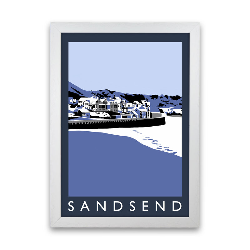 Sandsend Travel Art Print by Richard O'Neill, Framed Wall Art White Grain