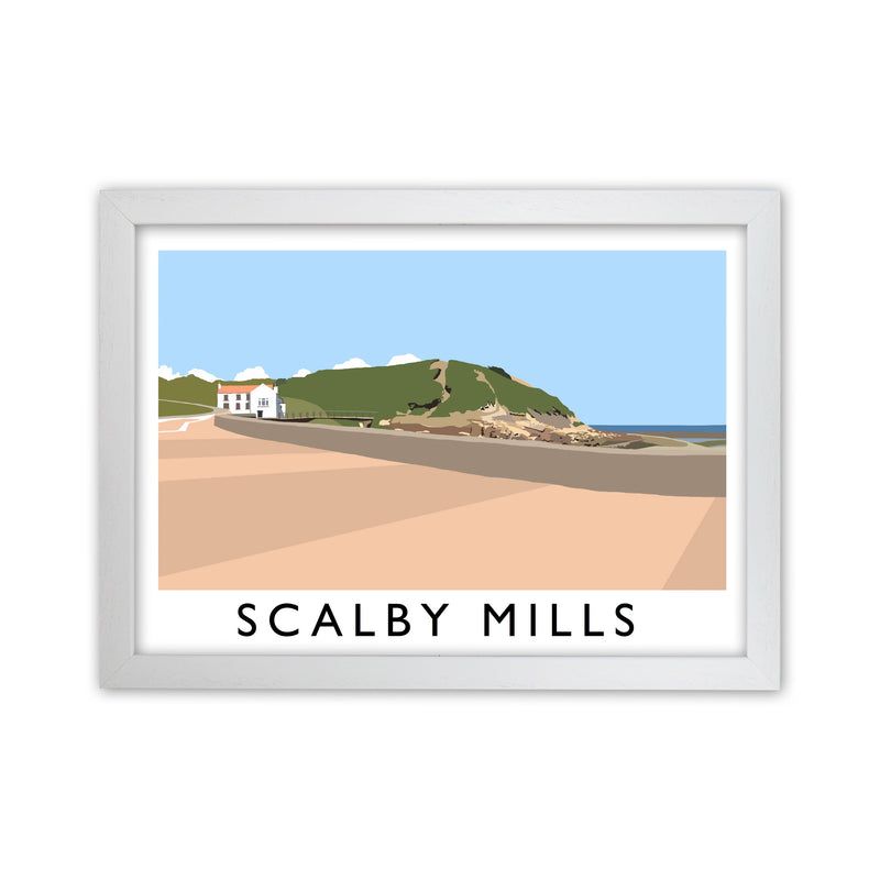 Scalby Mills Travel Art Print by Richard O'Neill, Framed Wall Art White Grain