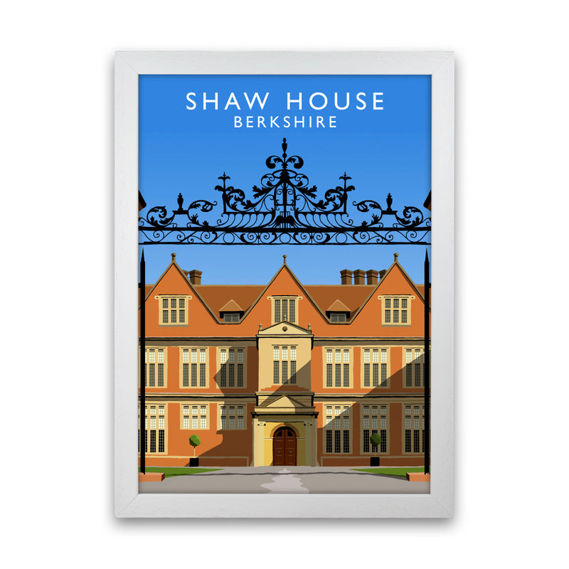 Shaw House Berkshire Travel Art Print by Richard O'Neill, Framed Wall Art White Grain