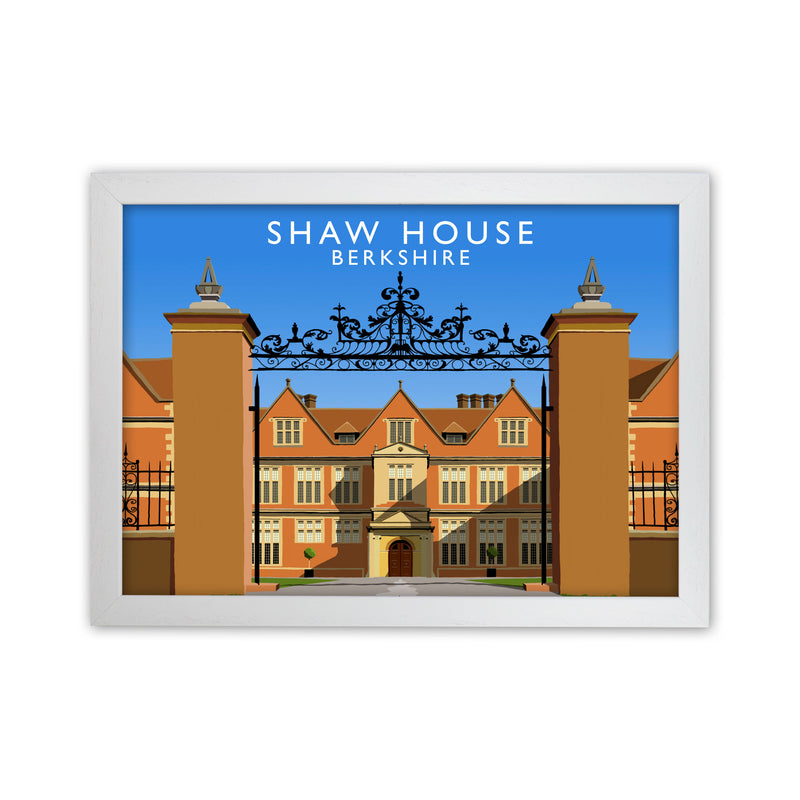 Shaw House Berkshire Travel Art Print by Richard O'Neill, Framed Wall Art White Grain