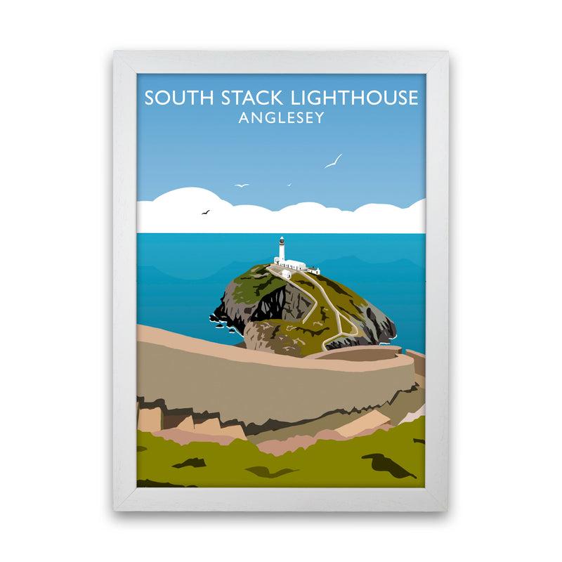 South Stack Lighthouse Anglesey Travel Art Print by Richard O'Neill White Grain