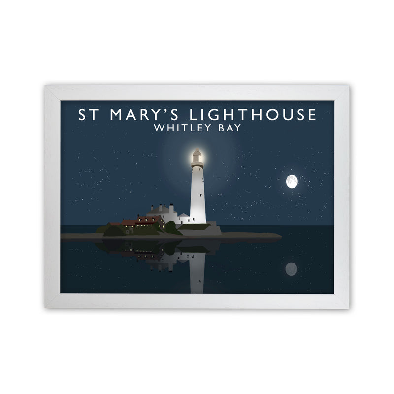 St Mary's Lighthouse Whitley Bay Framed Art Print by Richard O'Neill White Grain