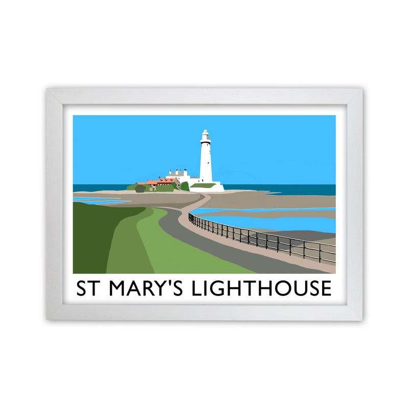 St Mary's Lighthouse Travel Art Print by Richard O'Neill White Grain