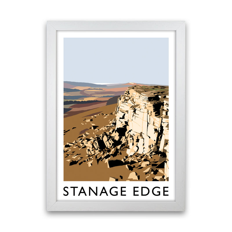 Stanage Edge Travel Art Print by Richard O'Neill, Framed Wall Art White Grain