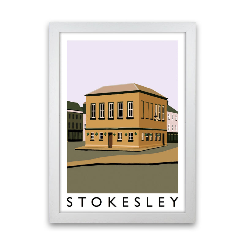 Stokesley Travel Art Print by Richard O'Neill, Framed Wall Art White Grain