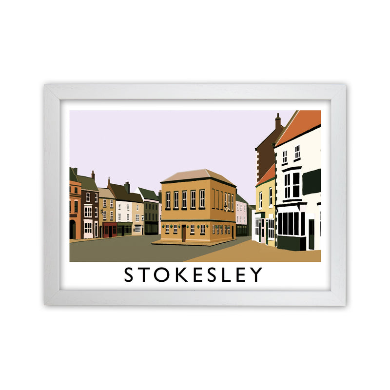 Stokesley Travel Art Print by Richard O'Neill, Framed Wall Art White Grain