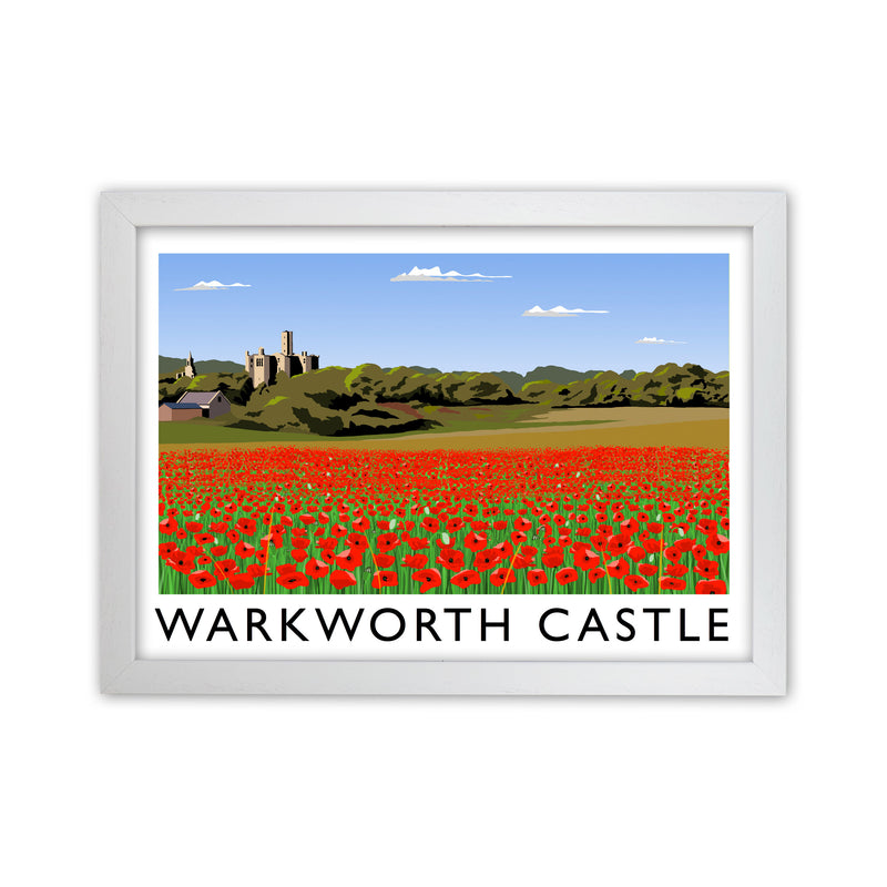 Warkworth Castle Travel Art Print by Richard O'Neill, Framed Wall Art White Grain