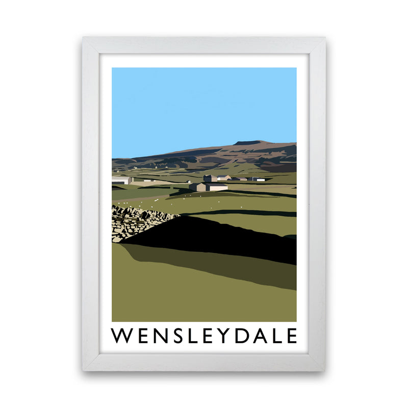 Wensleydale Travel Art Print by Richard O'Neill, Framed Wall Art White Grain