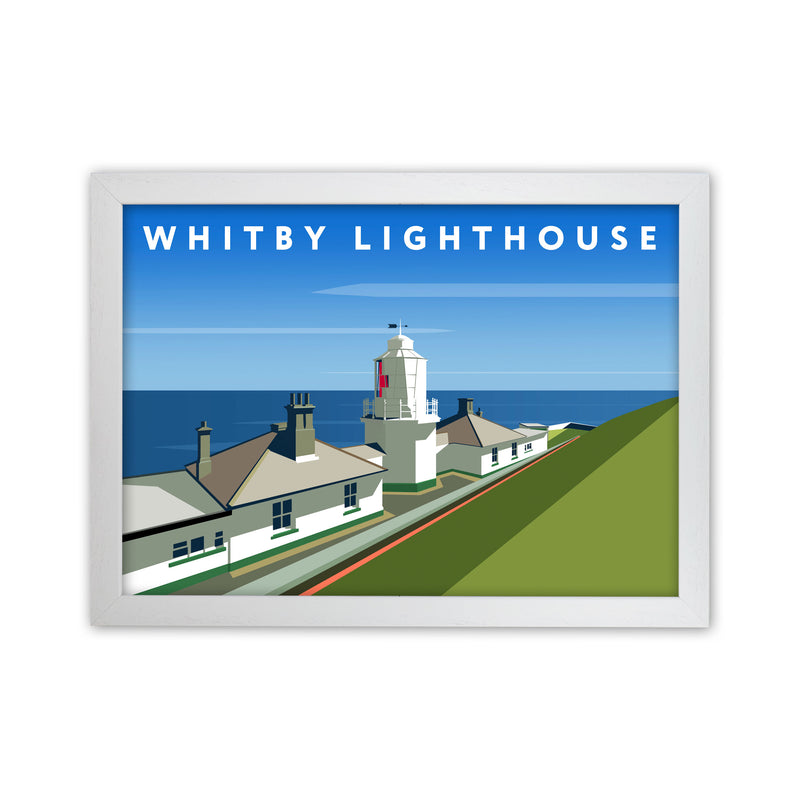 Whitby Lighthouse Digital Art Print by Richard O'Neill, Framed Wall Art White Grain