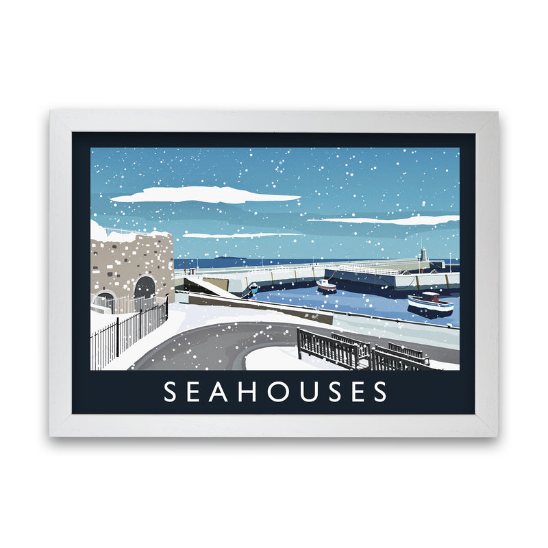 Seahouses (snow) by Richard O'Neill White Grain