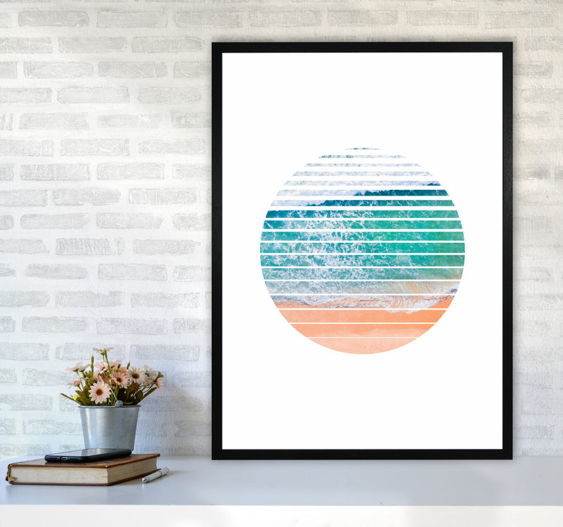 Geometric Ocean Art Print by Seven Trees Design A1 White Frame