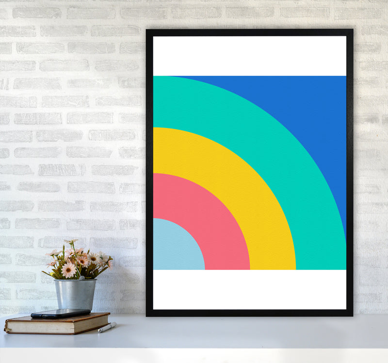 Happy shapes II Rainbow Art Print by Seven Trees Design A1 White Frame