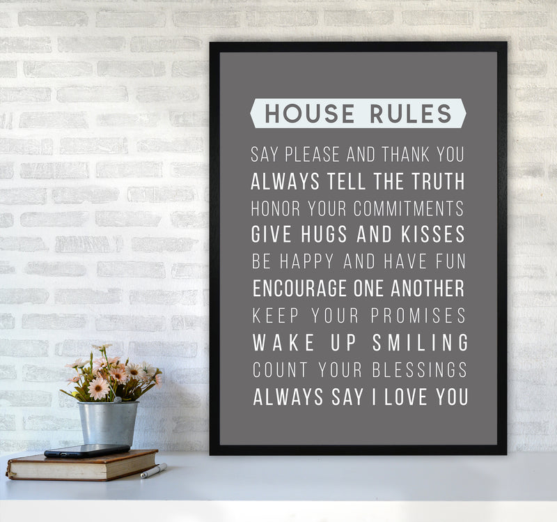 House Rules Quote Art Print by Seven Trees Design A1 White Frame