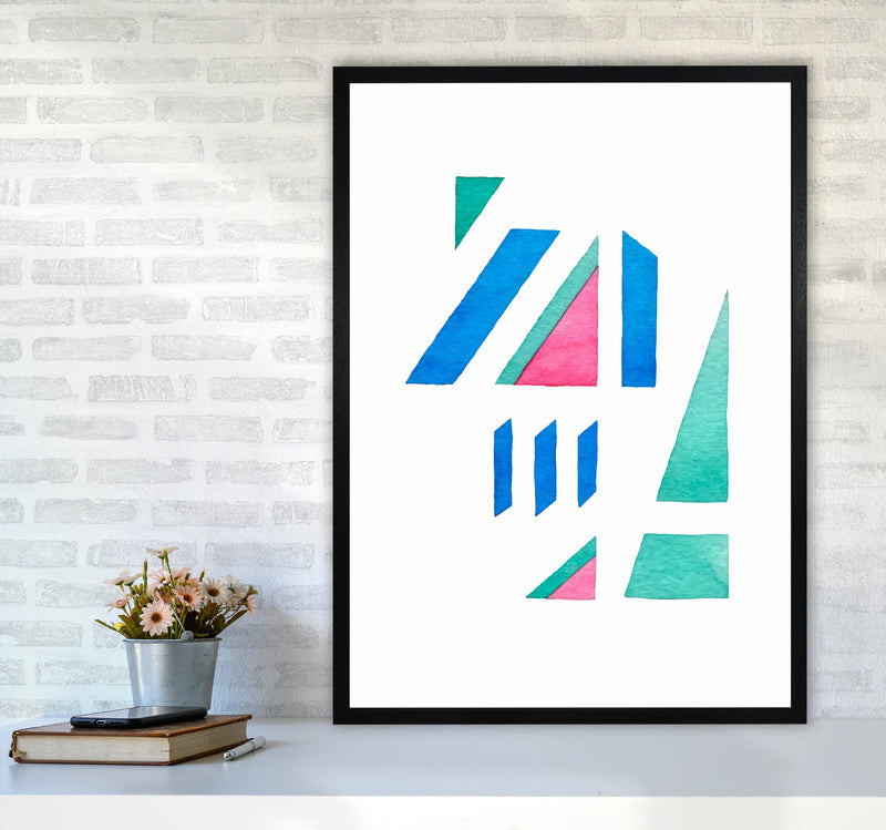 Modern Abstract Watercolor Art Print by Seven Trees Design A1 White Frame