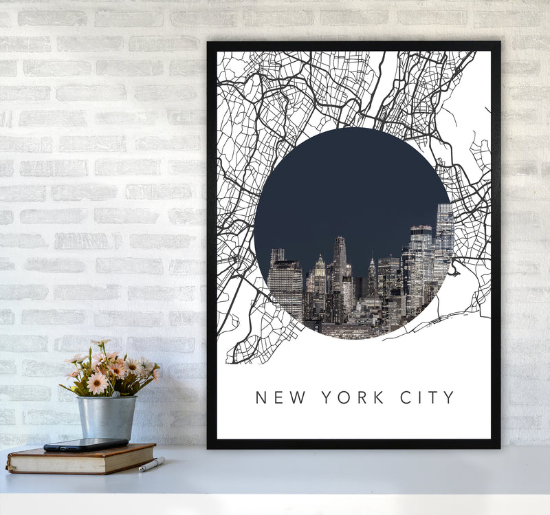 New York City Streets Collage Art Print by Seven Trees Design A1 White Frame