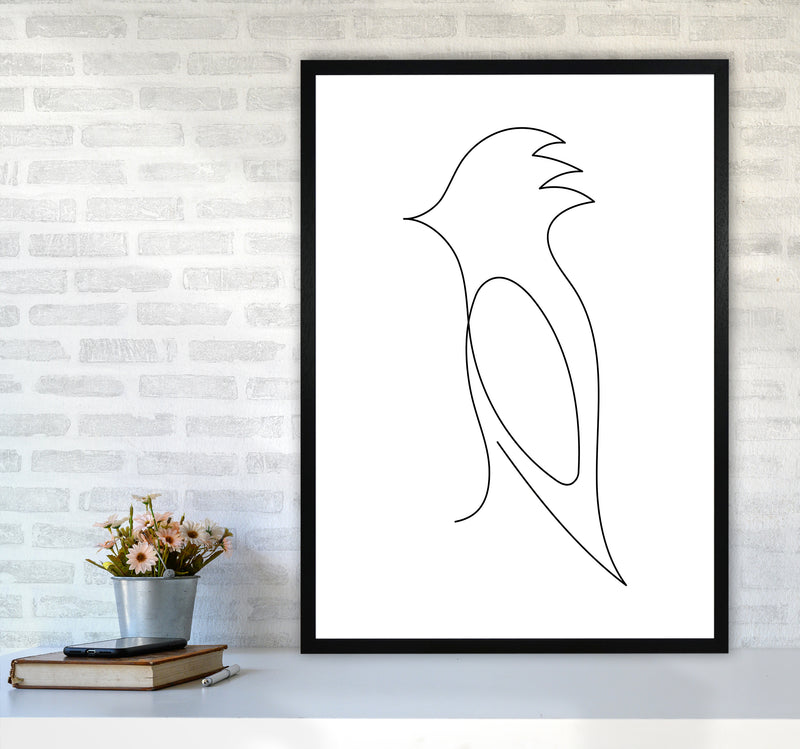 One Line Bird Art Print by Seven Trees Design A1 White Frame