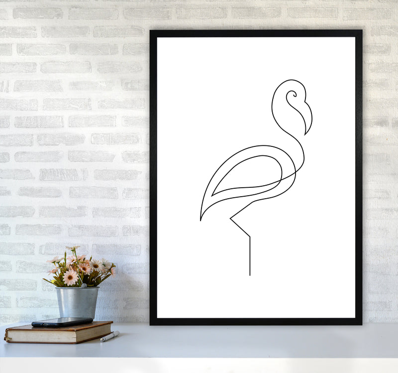 One Line Flamingo Art Print by Seven Trees Design A1 White Frame