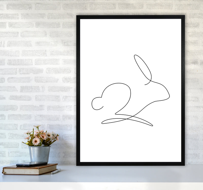 One Line Rabbit Art Print by Seven Trees Design A1 White Frame