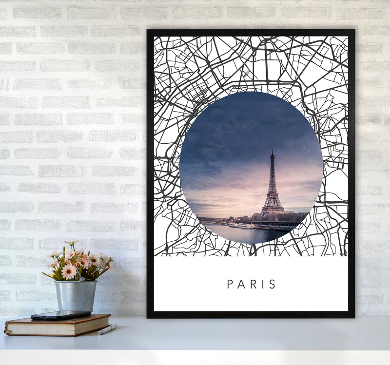 Paris Streets Collage Art Print by Seven Trees Design A1 White Frame