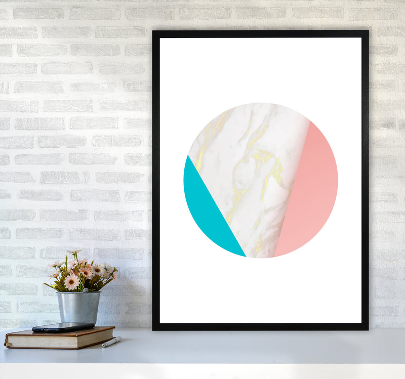Pink Marble Circle I Abstract Art Print by Seven Trees Design A1 White Frame