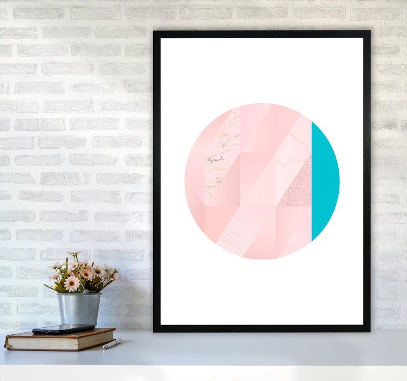 Pink Marble Circle II Abstract Art Print by Seven Trees Design A1 White Frame