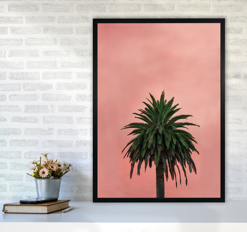 Pink Palm Abstract Art Print by Seven Trees Design A1 White Frame