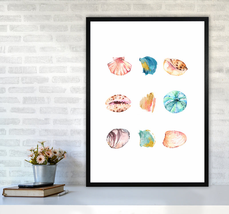 Sea And Brush Strokes II Shell Art Print by Seven Trees Design A1 White Frame