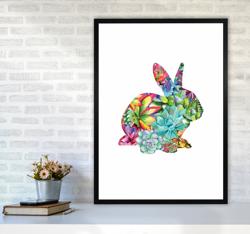 Succulents Bunny Animal Art Print by Seven Trees Design A1 White Frame