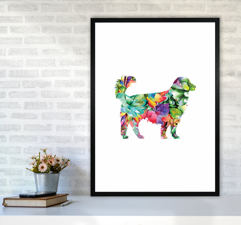 Succulents Dog Animal Art Print by Seven Trees Design A1 White Frame