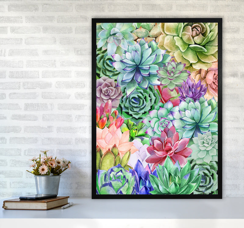Succulents Paradise Botanical Art Print by Seven Trees Design A1 White Frame