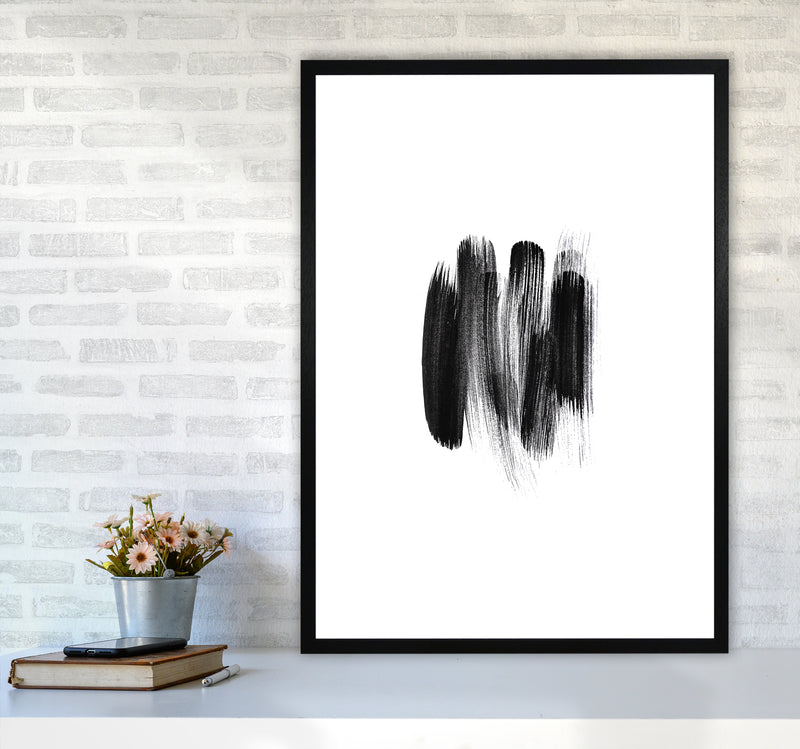 The Black Strokes Abstract Art Print by Seven Trees Design A1 White Frame